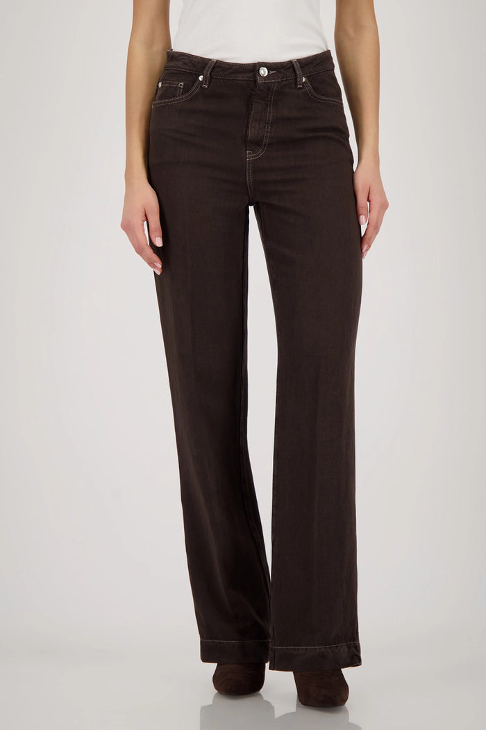Monari Straight-Leg Pants in Dark Chocolate 410361 - Pre-Order July Delivery