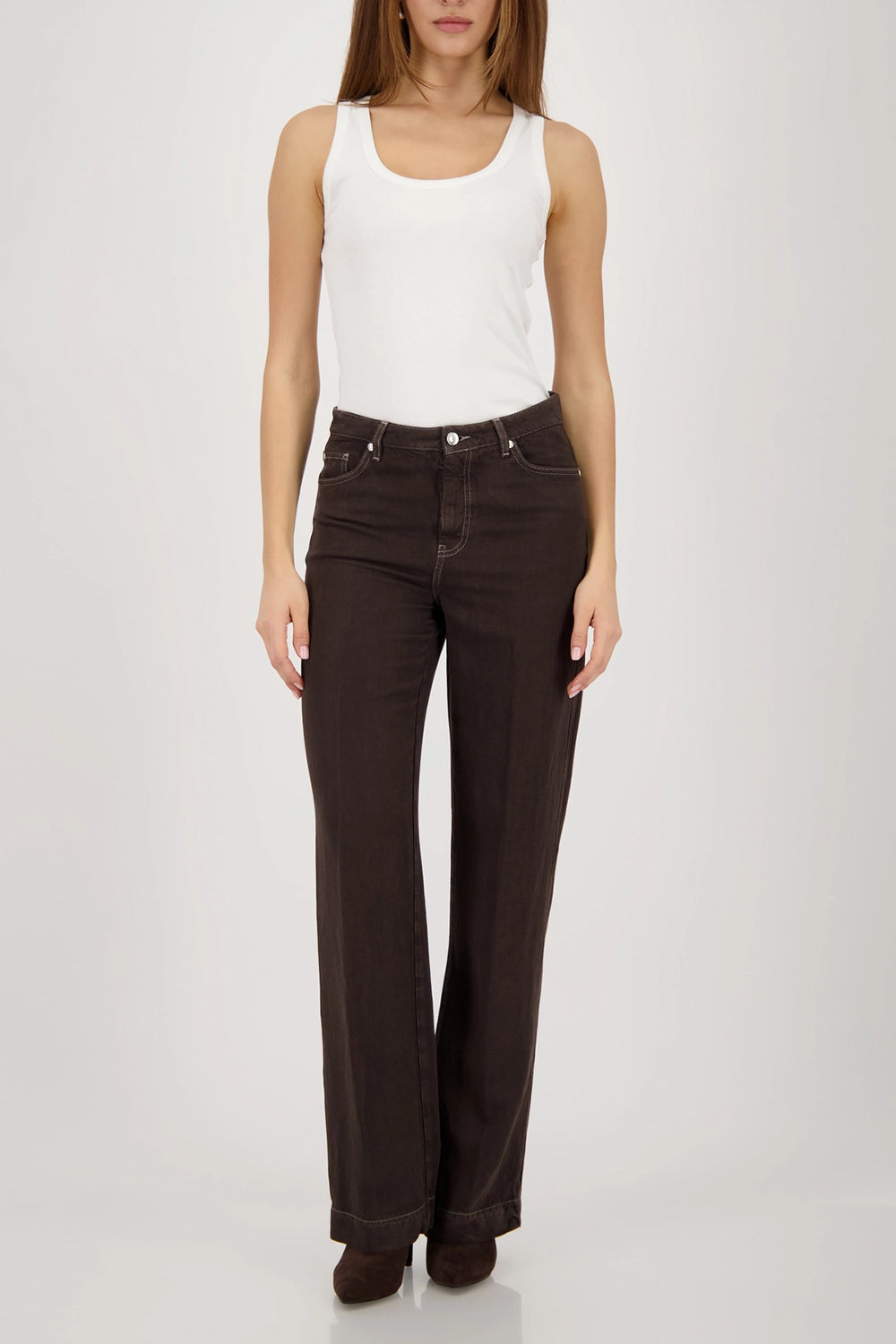 Monari Straight-Leg Pants in Dark Chocolate 410361 - Pre-Order July Delivery