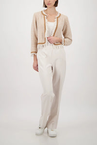 Monari Fringe Tweed Cardigan in Champagne Beige 410386 - Pre-Order July Delivery