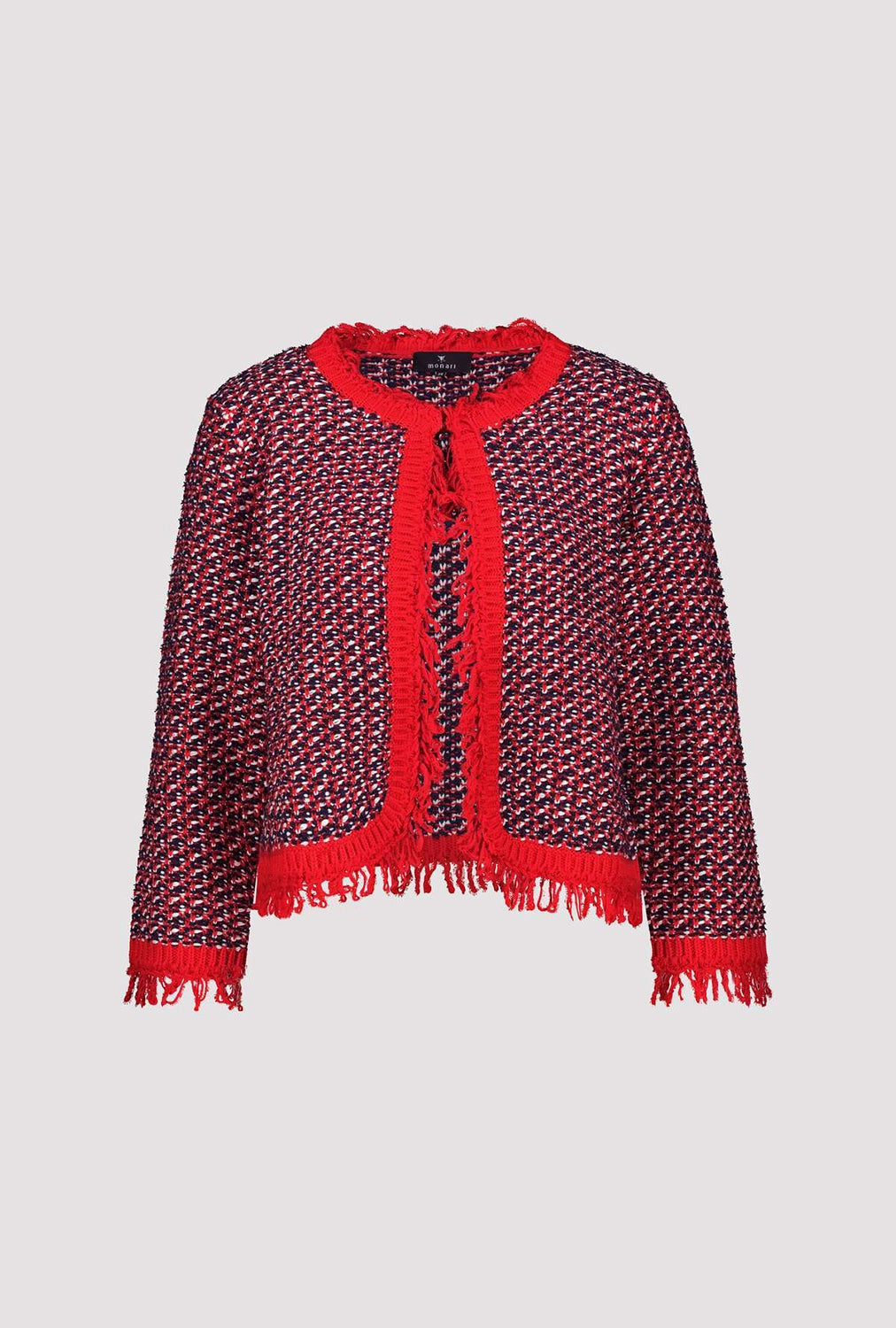 Monari Fringe Tweed Cardigan in Marine 410386 - Pre-Order July Delivery