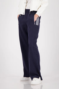 Monari Wide-Leg Joggers With Stripe Details in Marine 410408 - Pre-Order July Delivery