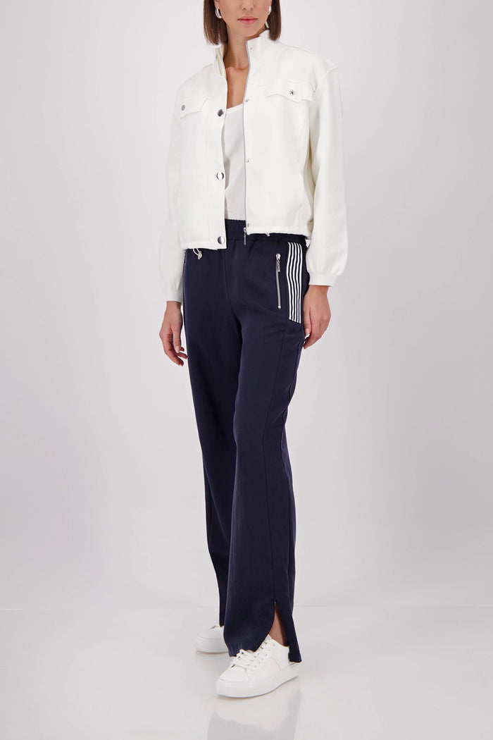 Monari Wide-Leg Joggers With Stripe Details in Marine 410408 - Pre-Order July Delivery