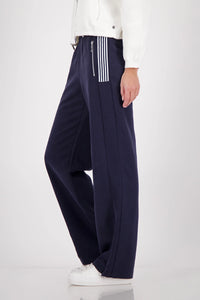Monari Wide-Leg Joggers With Stripe Details in Marine 410408 - Pre-Order July Delivery