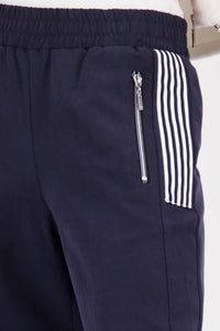 Monari Wide-Leg Joggers With Stripe Details in Marine 410408 - Pre-Order July Delivery
