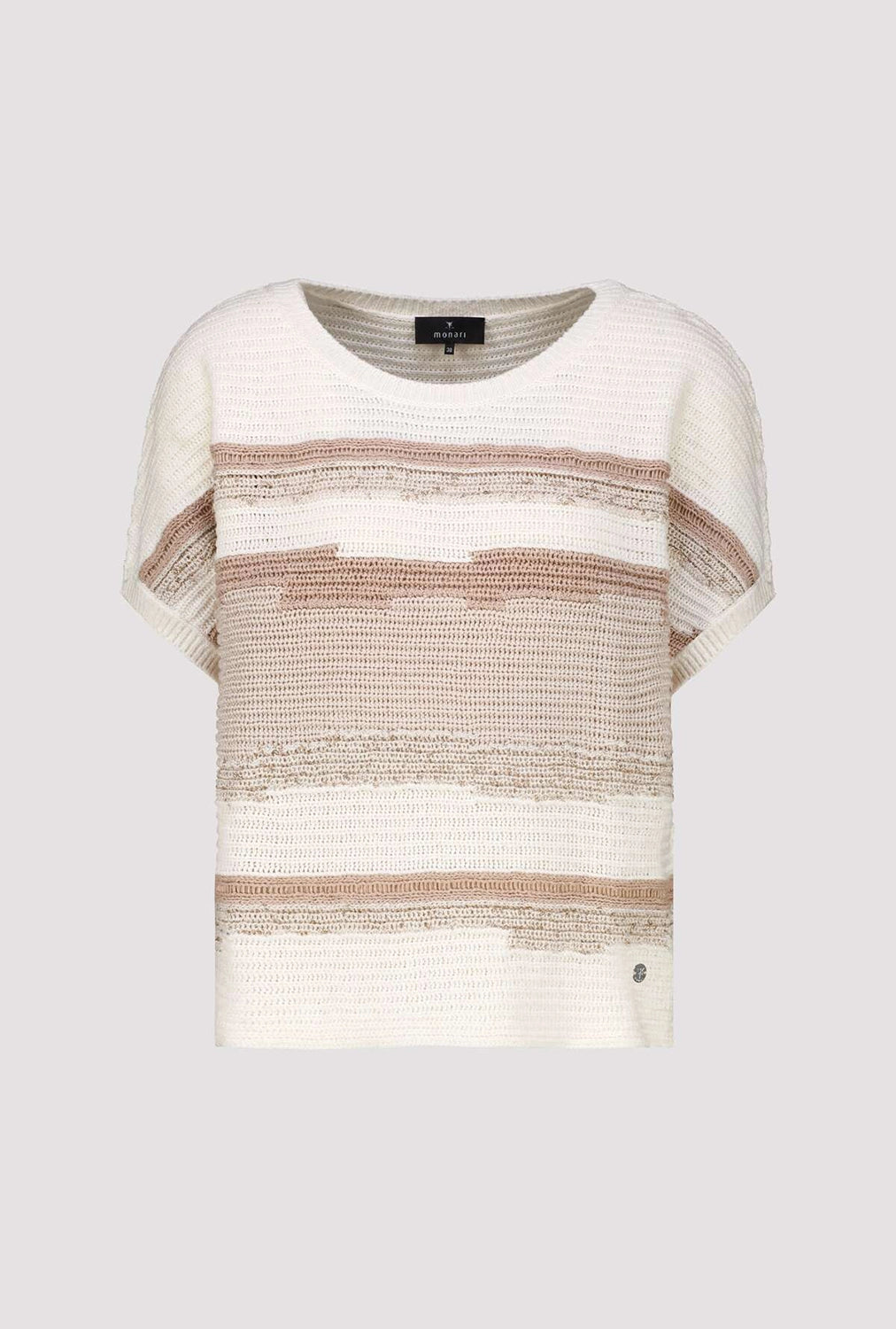 Monari Knitted Jumper With A Mix Of Textures in Champagne Beige 410442 - Pre-Order July Delivery