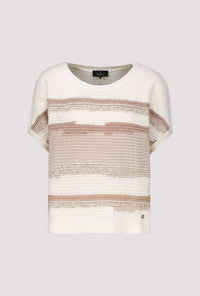 Monari Knitted Jumper With A Mix Of Textures in Champagne Beige 410442 - Pre-Order July Delivery