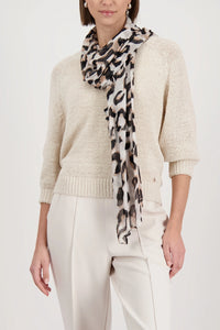 Monari Scarf With Leopard Print in Biscotti Pattern 410446 - Pre-Order July Delivery