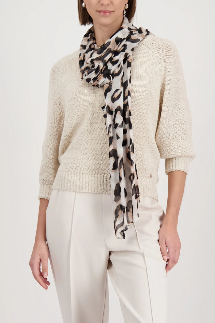 Monari Scarf With Leopard Print in Biscotti Pattern 410446 - Pre-Order July Delivery