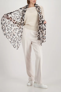 Monari Scarf With Leopard Print in Biscotti Pattern 410446 - Pre-Order July Delivery