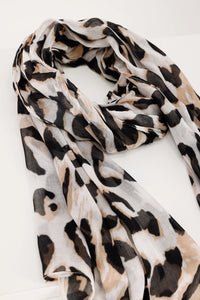 Monari Scarf With Leopard Print in Biscotti Pattern 410446 - Pre-Order July Delivery