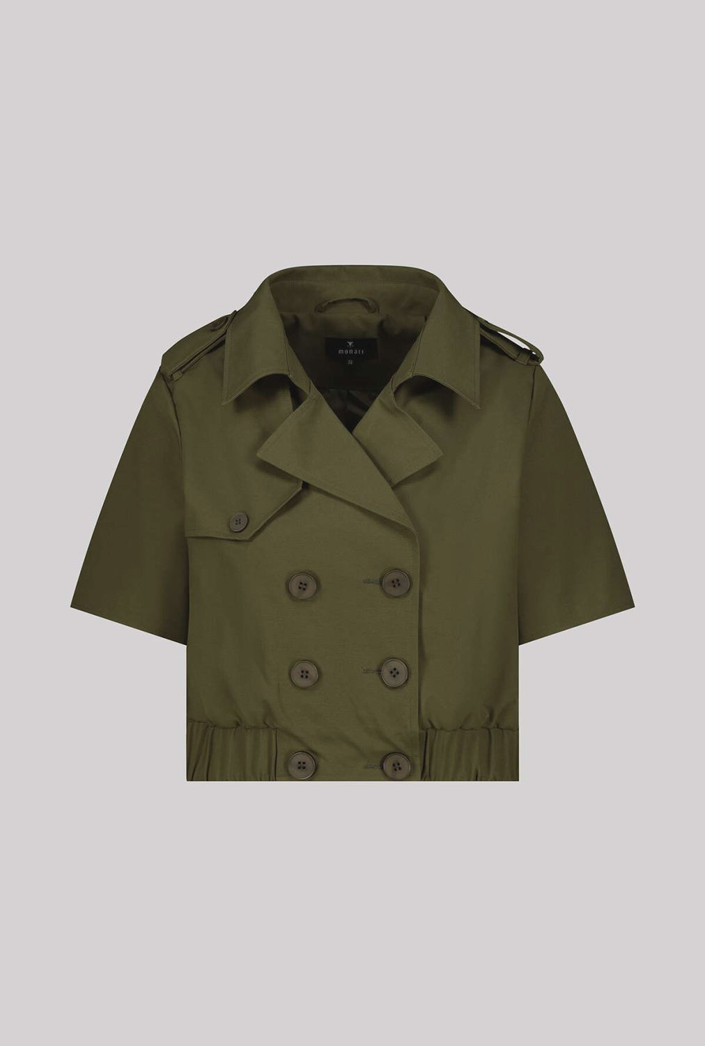 Monari Cropped Trench Jacket With Double-Breasted Button Placket in Olive 410510