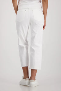 Monari Culotte Jeans With Rhinestone Detailing in Cream 410513 - Pre-Order September Delivery