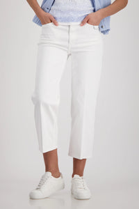 Monari Culotte Jeans With Rhinestone Detailing in Cream 410513 - Pre-Order September Delivery