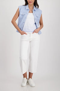 Monari Culotte Jeans With Rhinestone Detailing in Cream 410513 - Pre-Order September Delivery