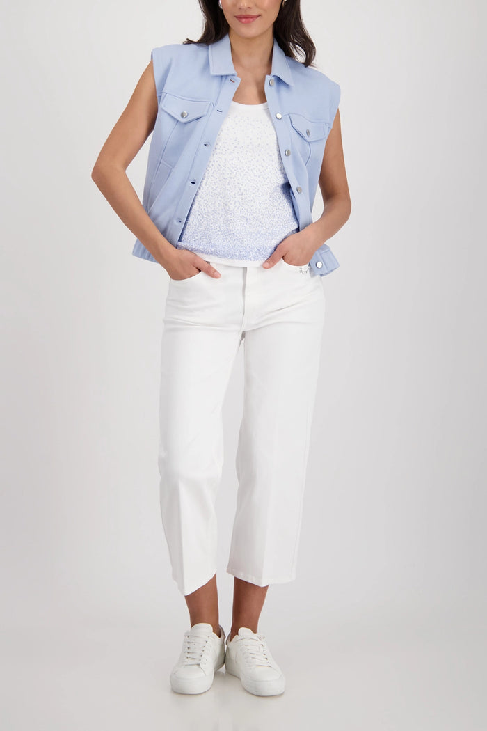 Monari Culotte Jeans With Rhinestone Detailing in Cream 410513 - Pre-Order September Delivery