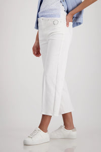 Monari Culotte Jeans With Rhinestone Detailing in Cream 410513 - Pre-Order September Delivery