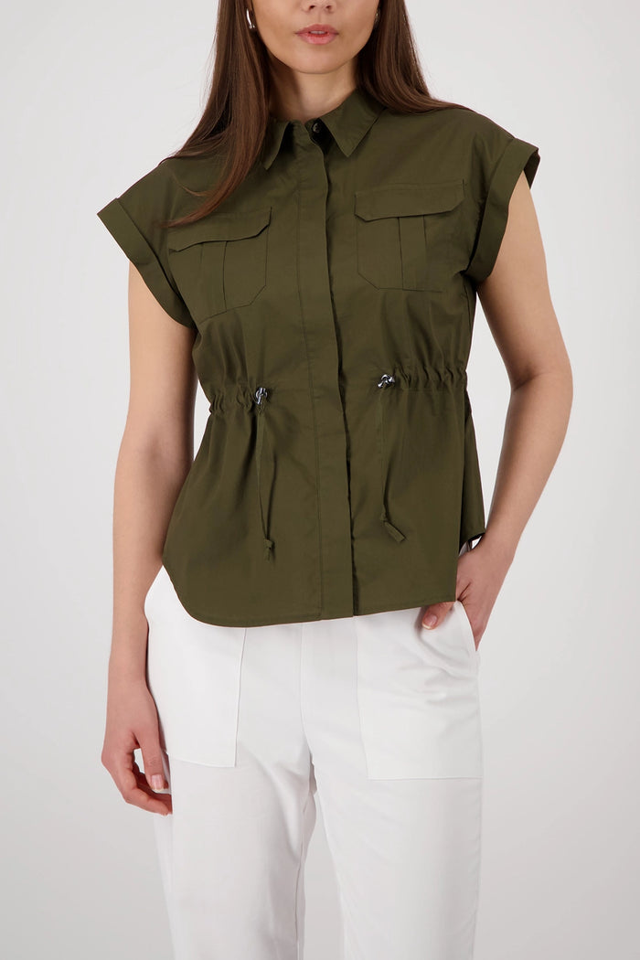Monari Blouse With Flap Pockets in Olive 410531
