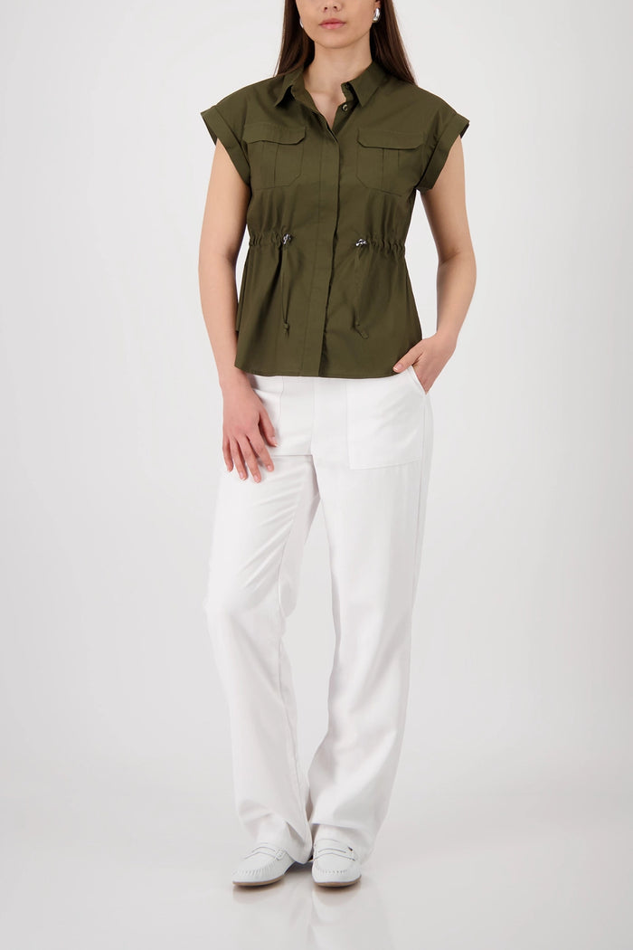 Monari Blouse With Flap Pockets in Olive 410531