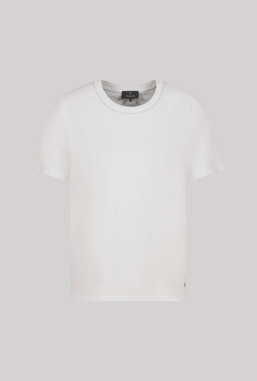 Monari T-Shirt With Knitted Collar in Cream 410557