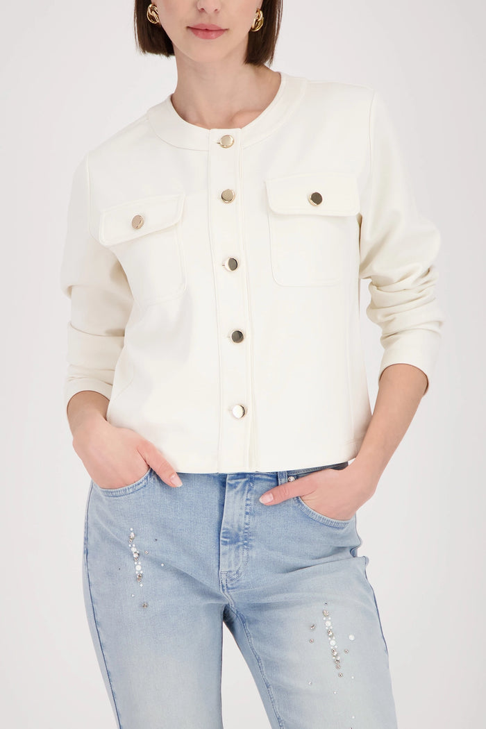 Monari Sweat Jacket With Flap Pockets in Marble 410566 - Pre-Order September Delivery