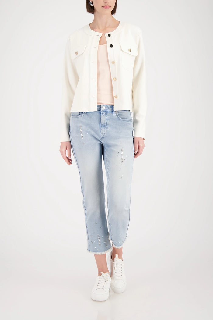 Monari Sweat Jacket With Flap Pockets in Marble 410566 - Pre-Order September Delivery
