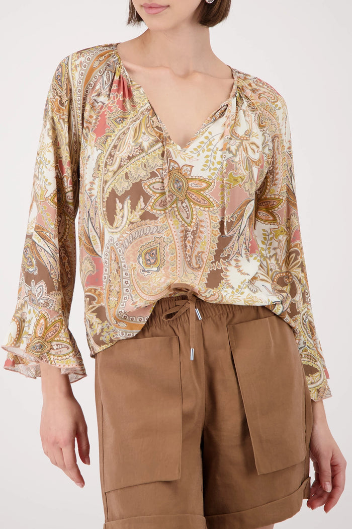 Monari Blouse With Paisley Pattern in Mocca Pattern 410570