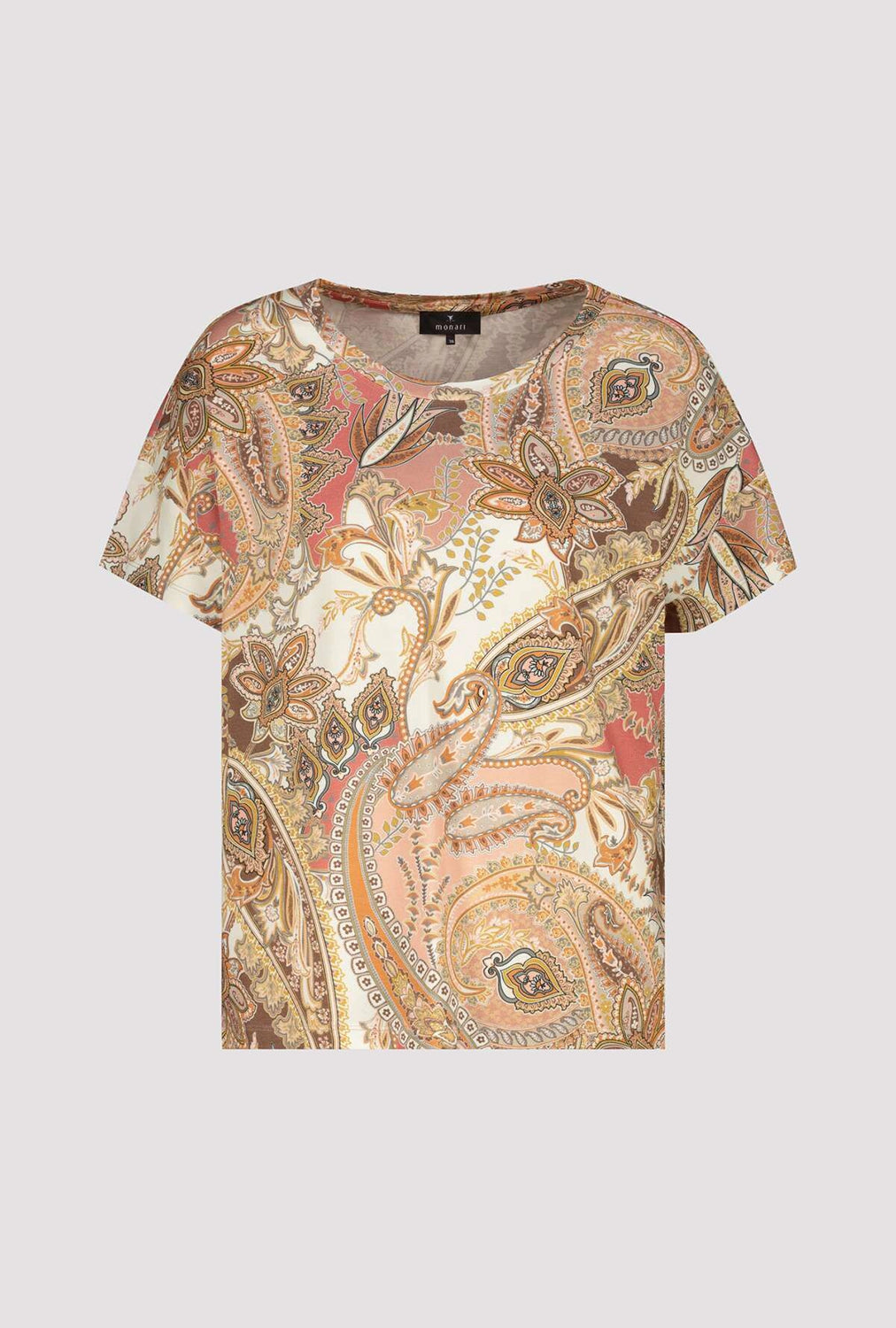 Monari T-Shirt With Paisley Pattern in Mocca Pattern 410571