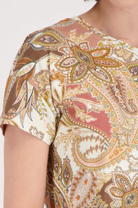 Monari T-Shirt With Paisley Pattern in Mocca Pattern 410571
