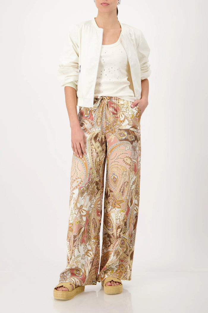 Monari Palazzo Pants With Paisley Pattern in Mocca Pattern 410580