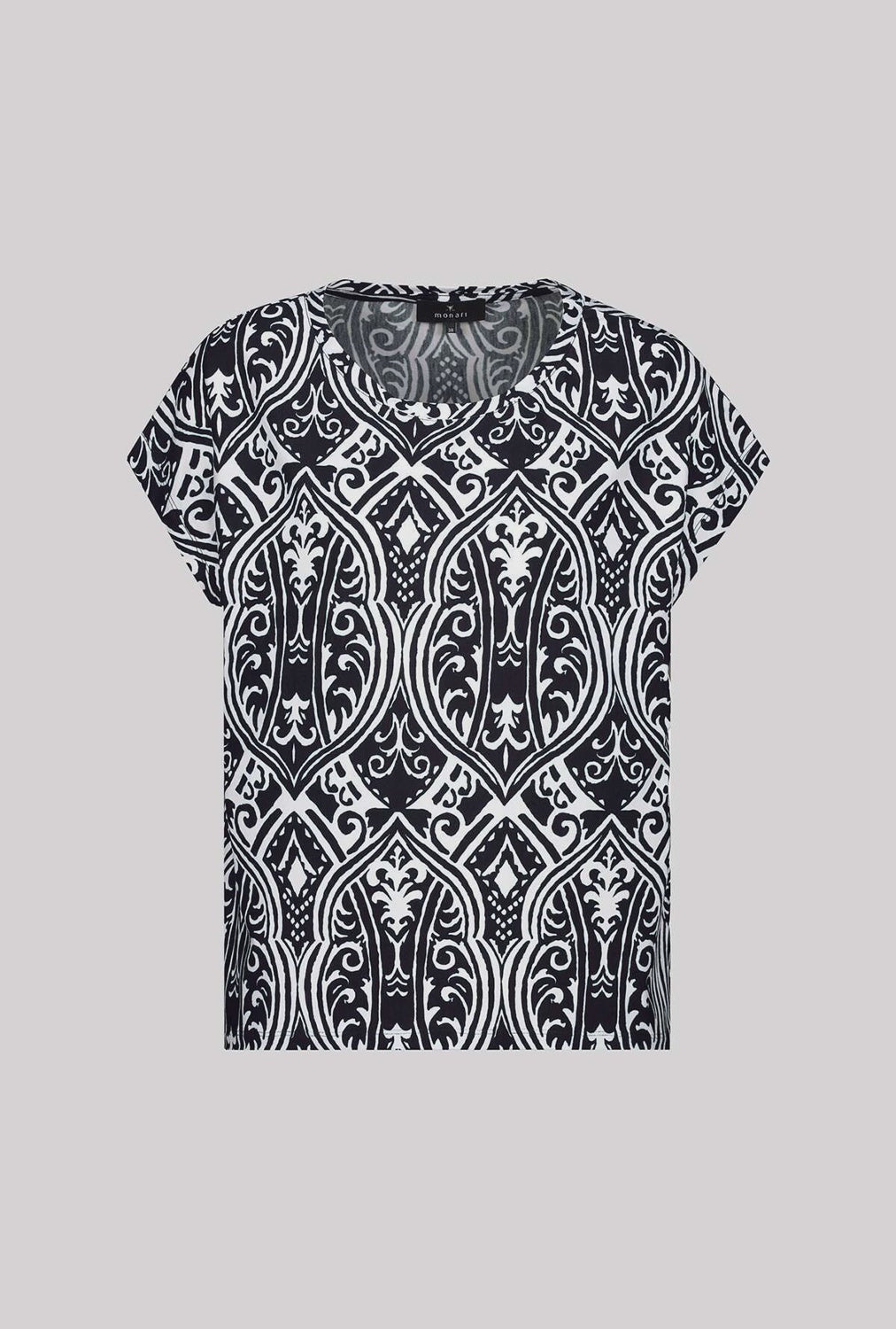 Monari T-Shirt With Ornamental Pattern in Black Pattern 410591