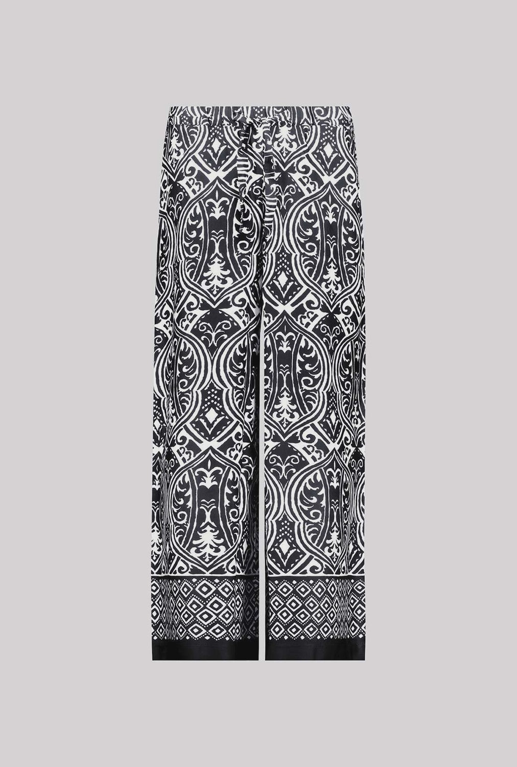 Monari Palazzo Pants With Ornament Pattern in Black Pattern 410595