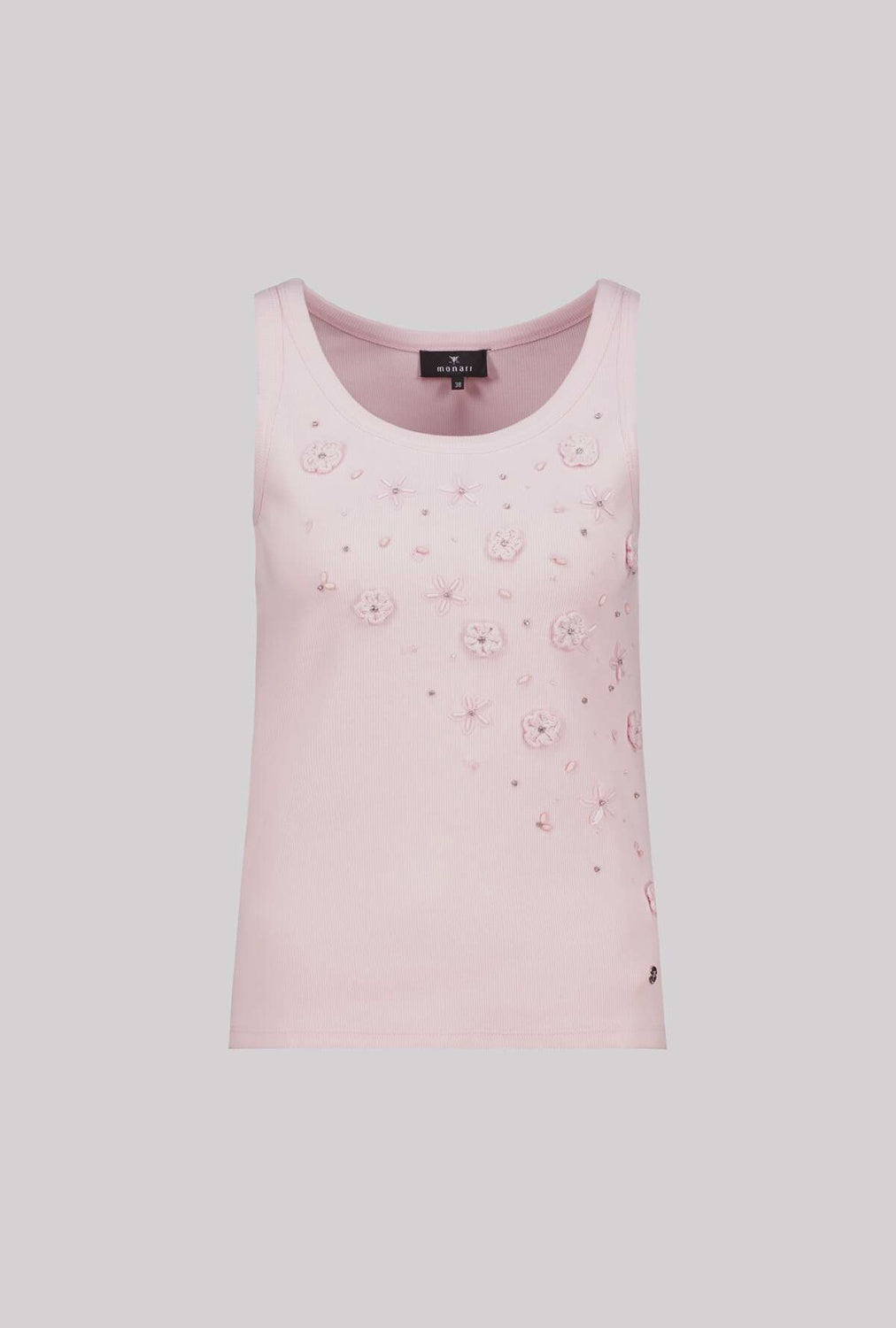 Monari Top With Flower Embroidery in French Rose 410603
