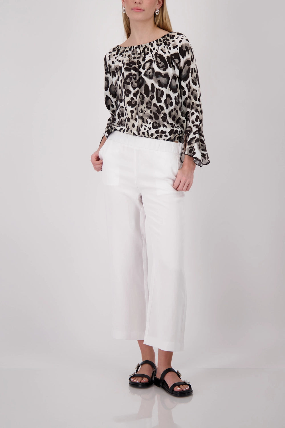 Monari Cropped Wide Leg Pants in Cream 410673 - Pre-Order September Delivery