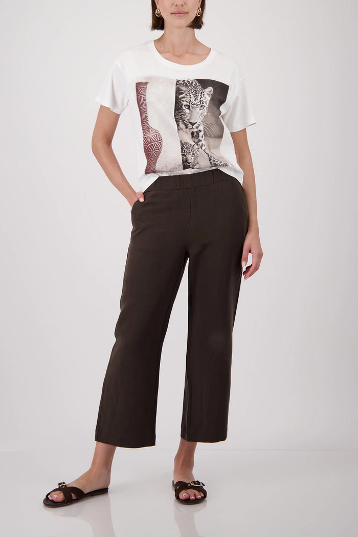 Monari Cropped Wide Leg Pants in Coffee 410673