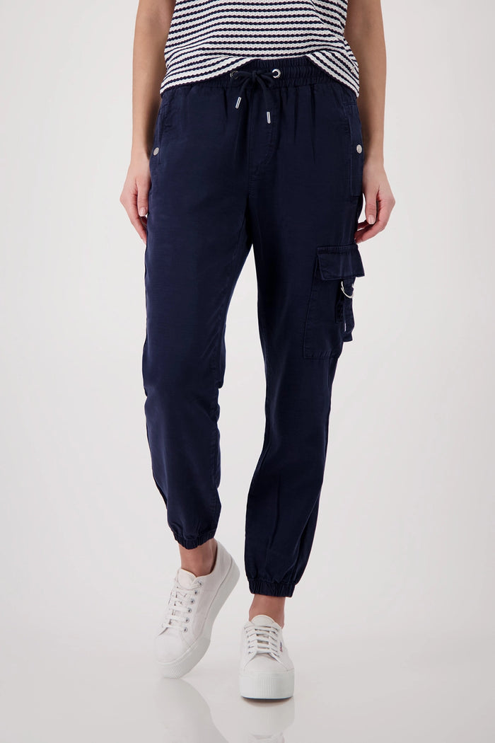 Monari Joggers With Drawsting in Marine 410770 - Pre-Order September Delivery