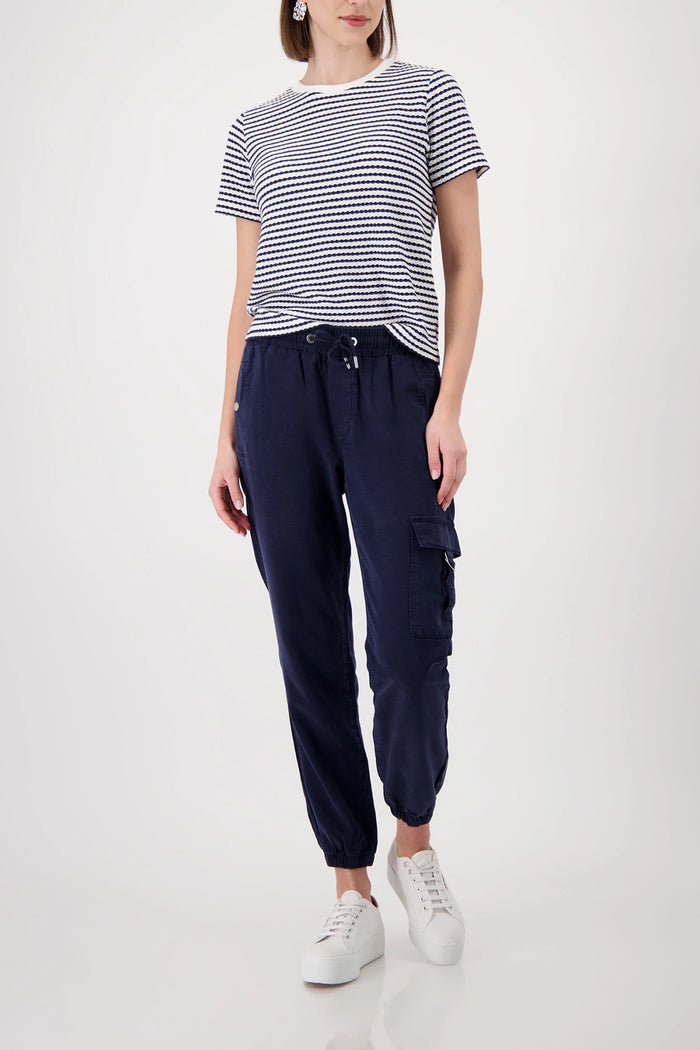 Monari Joggers With Drawsting in Marine 410770 - Pre-Order September Delivery