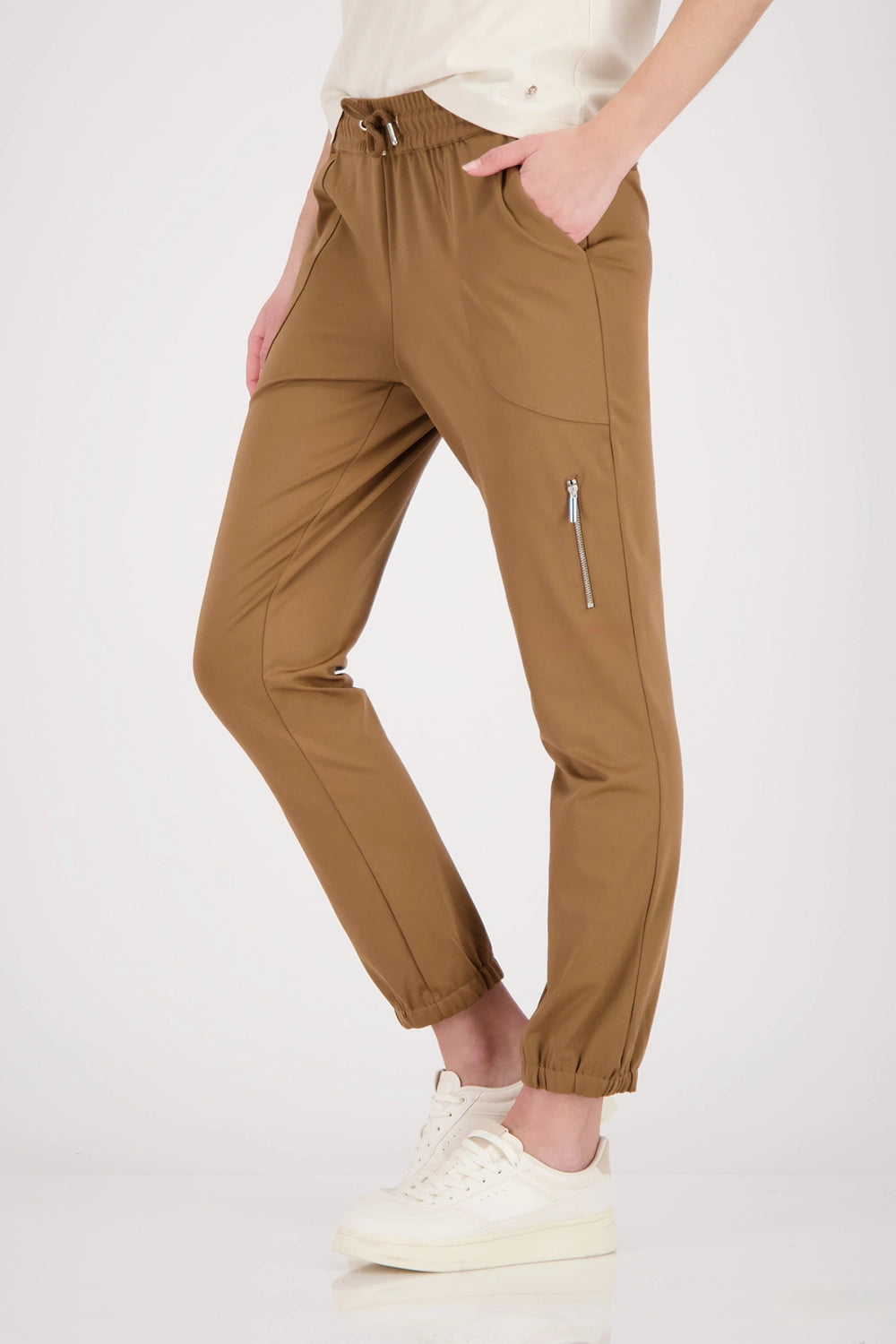 Monari Joggers With Zip Pocket in Mocca 410772- Pre-Order September Delivery