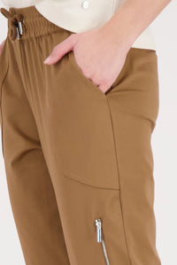 Monari Joggers With Zip Pocket in Mocca 410772- Pre-Order September Delivery