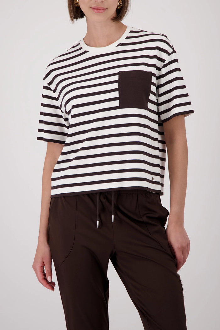 Monari Striped Sweatshirt in Coffee Striped 410805 - Pre-Order September Delivery