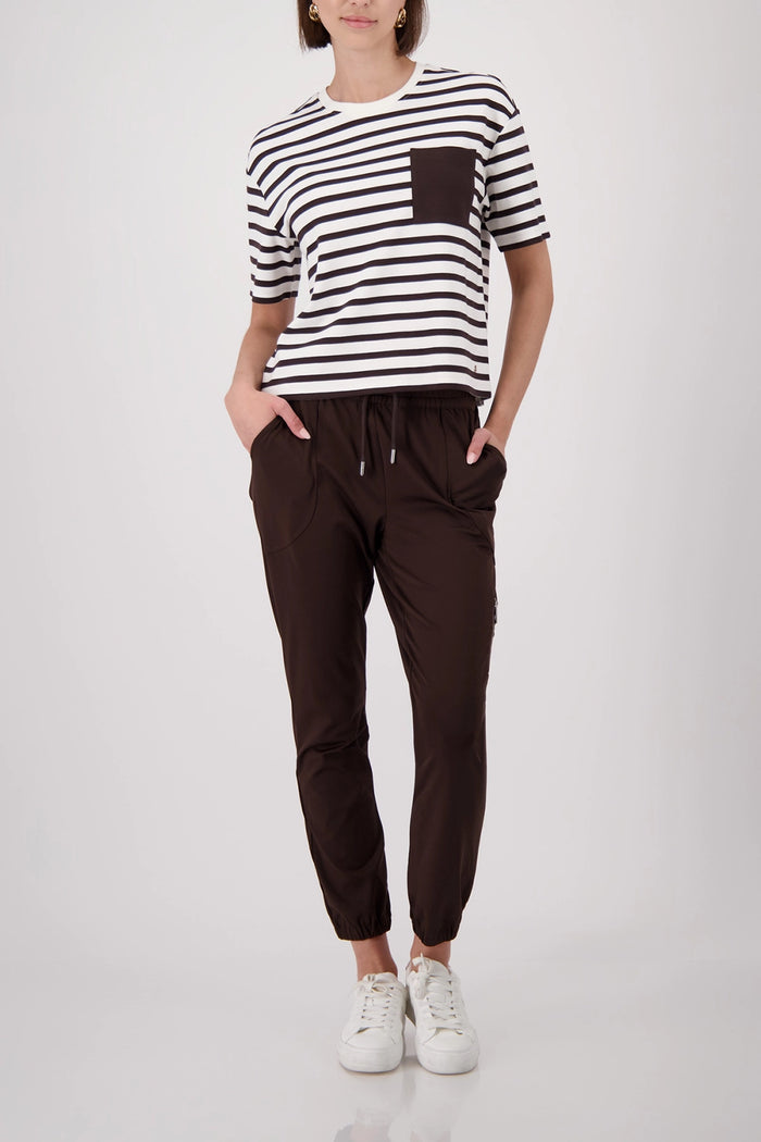 Monari Striped Sweatshirt in Coffee Striped 410805 - Pre-Order September Delivery
