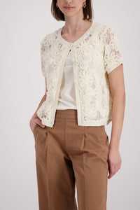 Monari Cardigan With Floral Pattern in Marble 410856