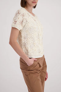 Monari Cardigan With Floral Pattern in Marble 410856