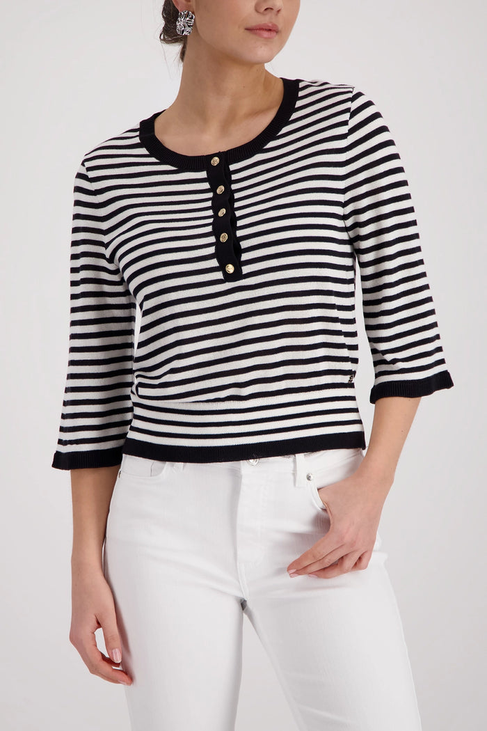 Monari Jumper With Stripes in Black Pattern 410872
