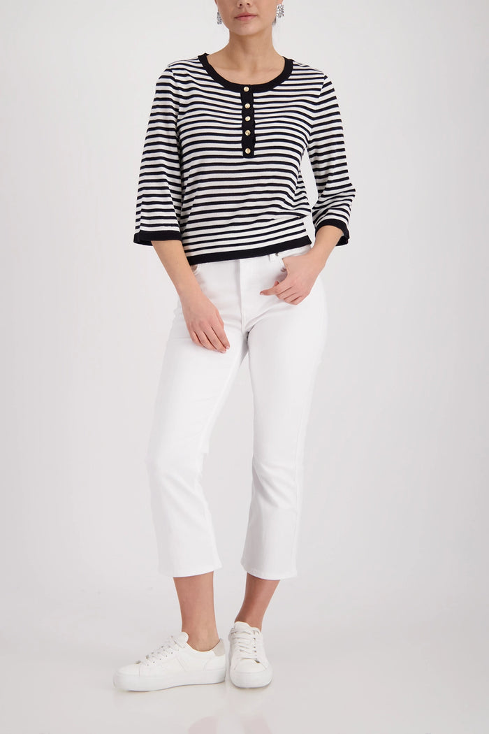 Monari Jumper With Stripes in Black Pattern 410872