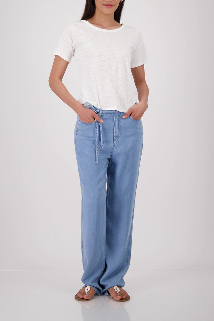 Monari Basic T-Shirt With Mottled Yarn in Cream 410920