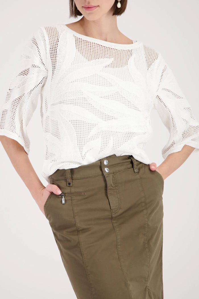 Monari Knitted Jumper With Cornelly Pattern in Cream 410921 - Pre-Order September Delivery
