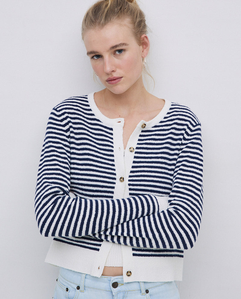 Yerse 2 Pocket stripe Cardigan 42535Ys
