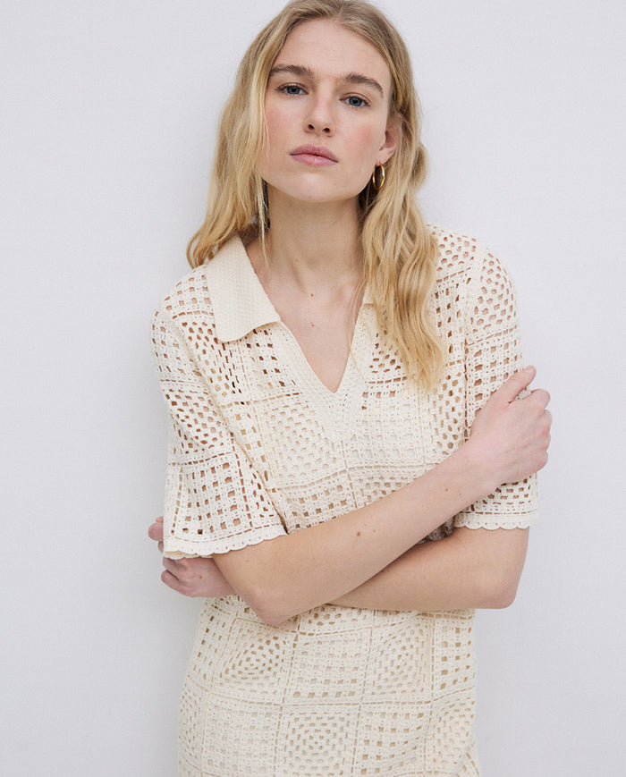 Yerse S/Sleeve Crochet Dress 42549Ys