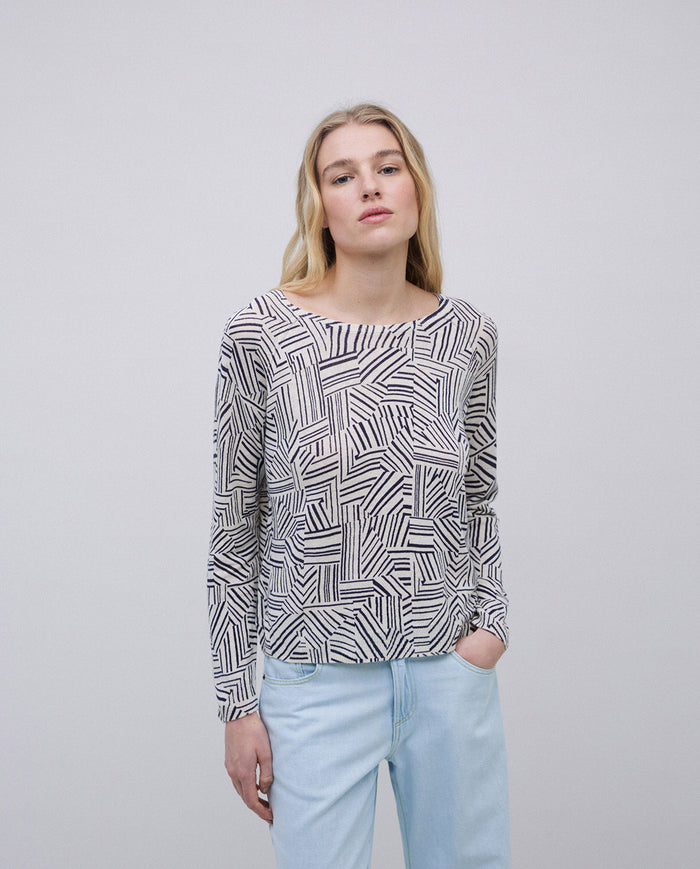 Yerse Long Sleeve Printed Sweater 42563Ys