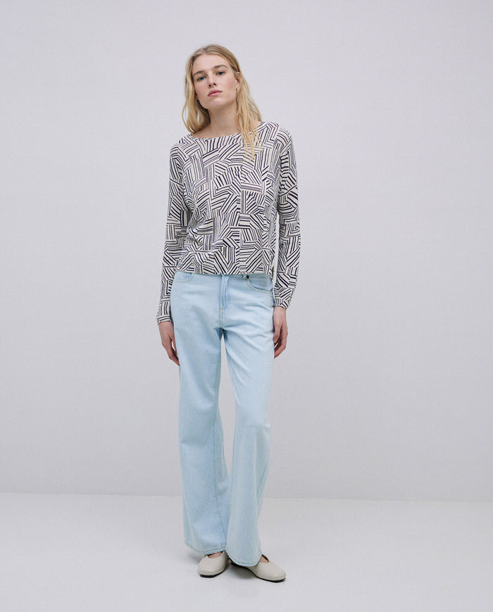 Yerse Long Sleeve Printed Sweater 42563Ys
